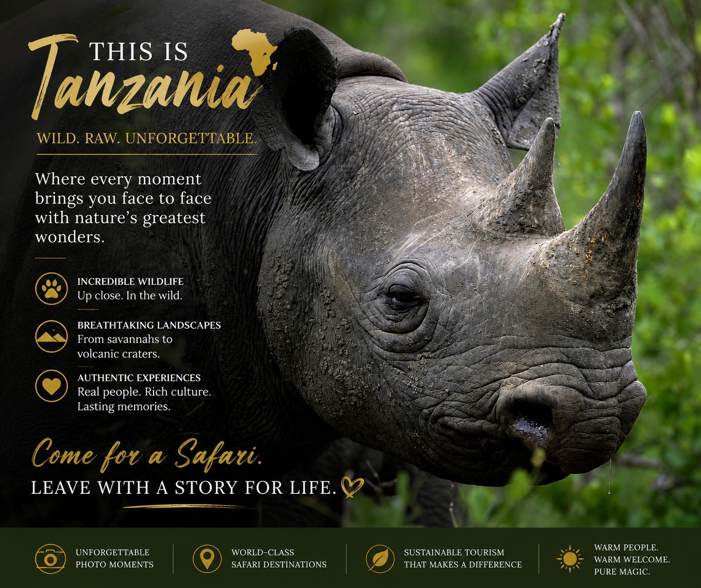 Tanzania is more than a destination — it’s a wild experience that stays with you forever. From the endless Serengeti plains to the breathtaking Ngorongoro Crater, every safari tells a story worth living.

Come witness nature in its purest form, meet the legendary Big Five, and create memories that no camera can fully capture.

Your unforgettable Tanzania adventure starts here.

📩 Email: info@rockyafricaexperience.com
📞 Call/WhatsApp: +255 713 550 312
🌐 Explore more: www.rockyafricaexperience.com
 
#RockyAfricaExperience #TanzaniaSafari #VisitTanzania #AfricanSafari #SafariExperience #ExploreAfrica #WildlifePhotography #BigFive #RhinoEncounter #NgorongoroCrater #SerengetiNationalPark #LuxurySafari #SafariAdventure #TravelAfrica #NatureLover